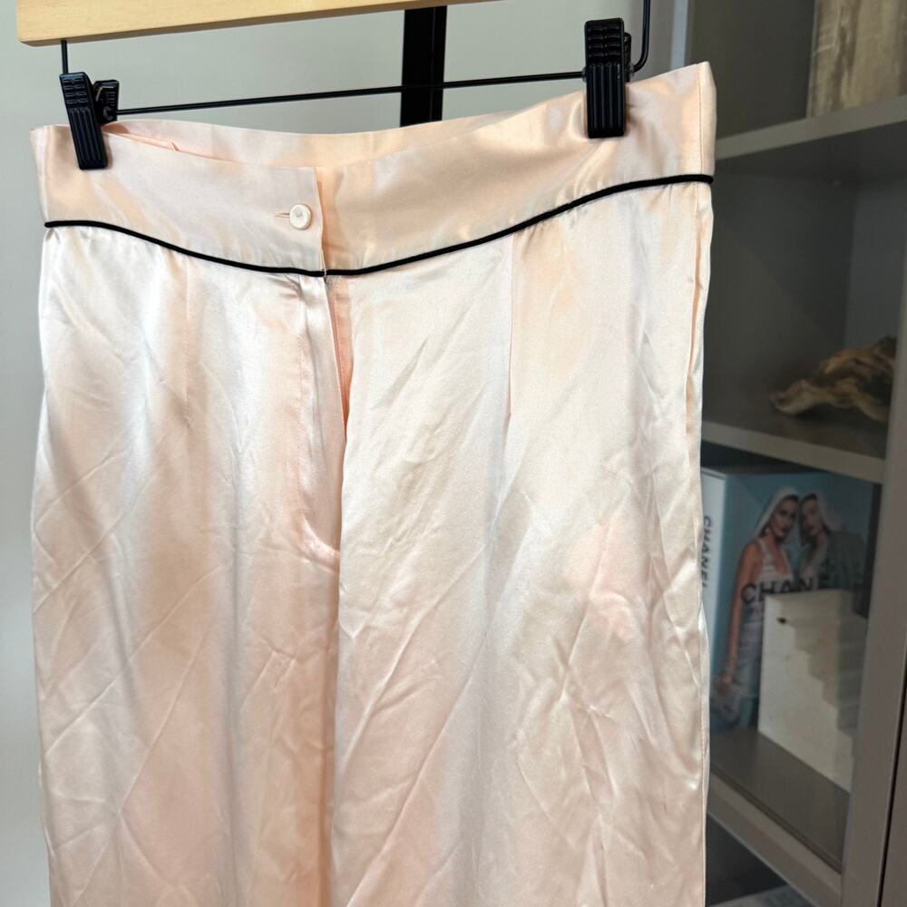 Agent Provocateur Classic Pyjama Bottom NEW Pink Silk Trim High Rise Trouser M - Picture 4 of 7